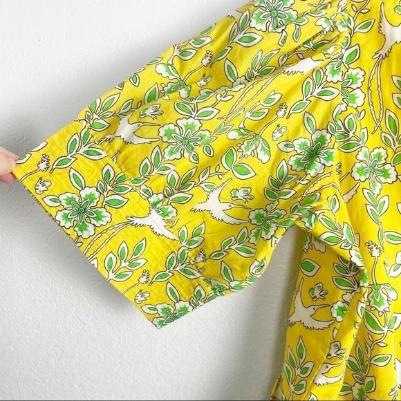 Rhode Ava Floral V Neck Short Sleeve Wrap Top Yellow Cotton Printed Casual - Picture 4 of 8